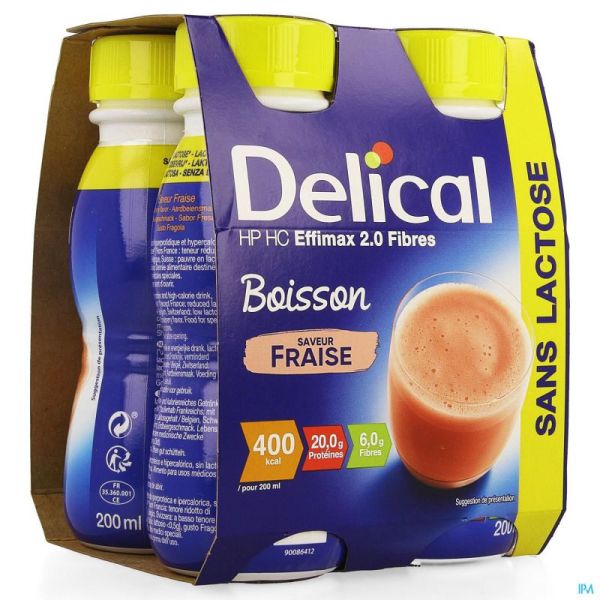 Delical Effimax 2.0 Fibres Fraise 4x200ml